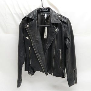 Topshop Womens Black Leather Biker Jacket